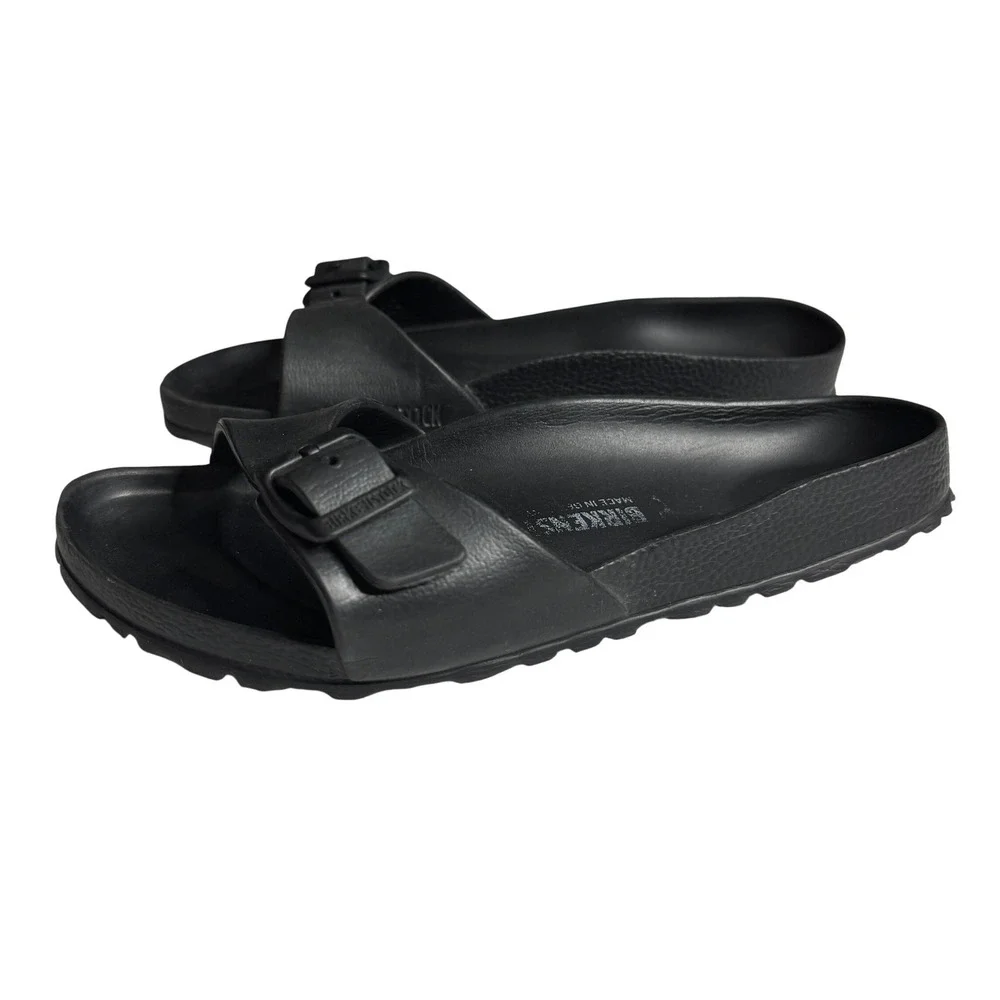 Birkenstock Madrid Essentials EVA Black Single Strap Slide Sandals Womens 36 5